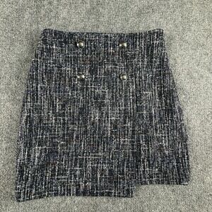 LOFT Skirt Women's 0 Blue Tweed Boucle Preppy Nautical Career Chic Academia Work